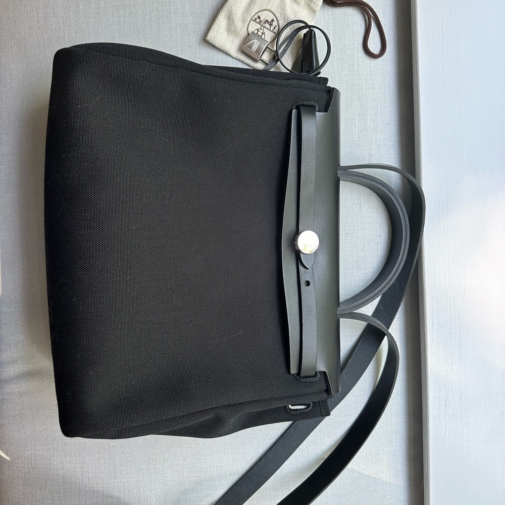 Hermes Herbag 31 in black and silver hardware